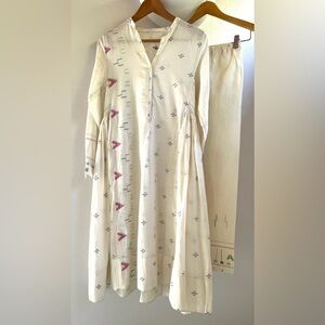 Injiri Jamdani Dress & Pants Set